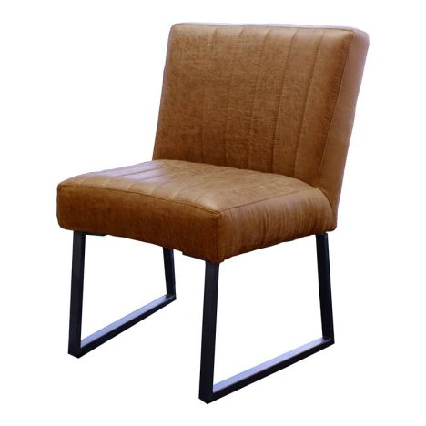 Eetkamerstoel - Hengelo - geschikt voor ronde tafel - lederlook Missouri cognac 03