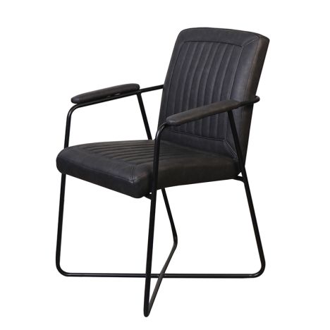 Eetkamerstoel - Henry - leer Vintage zwart