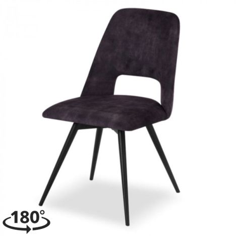 Eetkamerstoel - Malmo - Draaibaar - stof Velours Adore Donkergrijs