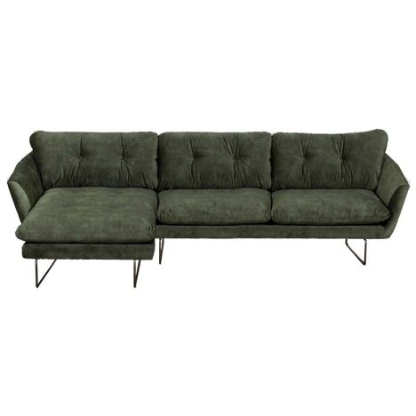 Hoekbank - Kuddar - links - velours Adore Hunter groen 156