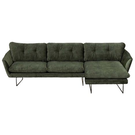 Hoekbank - Kuddar - rechts - velours Adore groen 156